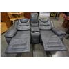 Image 13 : GREY LEATHER RECLINER WITH CENTER CONSOLE AND RECLINING ARMCHAIR