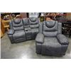Image 1 : GREY LEATHER RECLINER WITH CENTER CONSOLE AND RECLINING ARMCHAIR