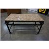 Image 3 : MARBLE TOP IRON BASE COFFEE AND END TABLE SET