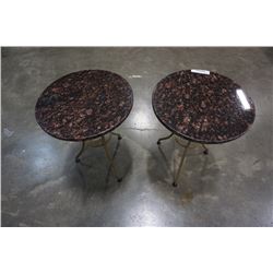 PAIR OF MARBLE TOP SIDE TABLES