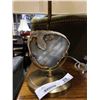 Image 2 : BRUSHED METAL TABLE LAMP WITH SEMI PRECIOUS STONE SCREEN