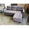 Image 1 : BRAND NEW CHARCOAL TUFTED REVERSIBLE SECTIONAL SOFA - RETAIL $899