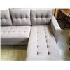 Image 2 : BRAND NEW CHARCOAL TUFTED REVERSIBLE SECTIONAL SOFA - RETAIL $899
