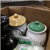 Image 2 : BOX OF COOKIE JARS, SMALL SHELF AND MORE