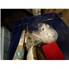 Image 2 : LARGE BOX OF BOWLS, EGG COOKER, WINE STEMS, RIBBON BOWS, PICTURE FRAME, AND SILVER-PLATE CONDIMENT S