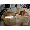 Image 1 : 2 BOXES OF RECORDS, BOOKS, AND 3 VINTAGE BOTTLES