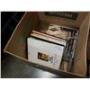 Image 2 : 2 BOXES OF RECORDS, BOOKS, AND 3 VINTAGE BOTTLES