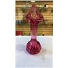 Image 10 : POTTERY VASE, SIGNED ART GLASS VASE AND PINK ART GLASS VASE