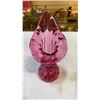 Image 12 : POTTERY VASE, SIGNED ART GLASS VASE AND PINK ART GLASS VASE