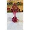 Image 9 : POTTERY VASE, SIGNED ART GLASS VASE AND PINK ART GLASS VASE