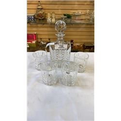 CRYSTAL DECANTER AND 4 GLASSES