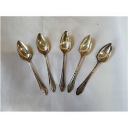 5 CB&S SPOONS WITH STERLING SILVER HALLMARKS