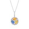 Image 1 : Natural 1.88 CTW Multi-Sapphire & Diamond Necklace 14K Gold - REF-54R2K