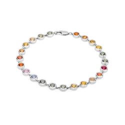 Natural 7.25 CTW Multi-Sapphire Bracelet 14K White Gold - REF-127Y8N