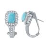 Image 1 : Natural 3.31 CTW Turquoise & Diamond Earrings 14K White Gold - REF-101N7Y