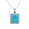 Image 1 : Natural 11.25 CTW Turquoise & Diamond Necklace 14K White Gold - REF-90K2R
