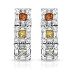 Natural 2.77 CTW Diamond & Baguette Earring 14K White Gold - REF-181F8M