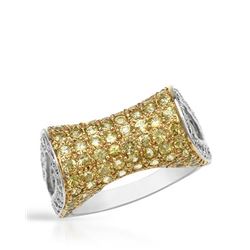 Natural 2.92 CTW Yellow Sapphire & Diamond Ring 14K White Gold - REF-105T3X