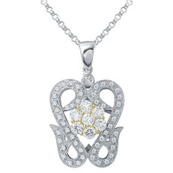 Natural 0.88 CTW Diamond & Pendant 18K Two Tone Yellow Gold - REF-151N2Y