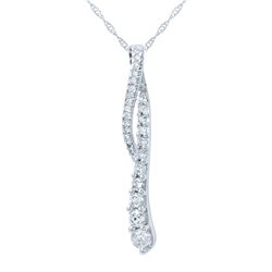 Natural 0.50 CTW Diamond Necklace 14K White Gold - REF-65T7X