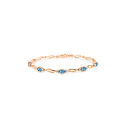 Genuine 3.39 ctw Blue Topaz & Diamond Bracelet 14KT Rose Gold - REF-82M5T