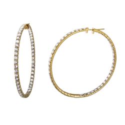 Natural 8.4 CTW Diamond Earrings 14K Yellow Gold - REF-873N2Y