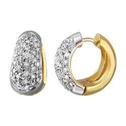 Natural 2 CTW Diamond Earrings 14K Two Tone Gold - REF-217W8H