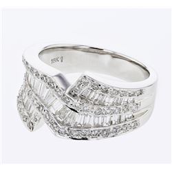 Natural 1.43 CTW Baguette & Diamond Ring 18K White Gold - REF-203N4Y