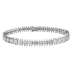 Natural 3.73 CTW Princess Diamond Bracelet 14K White Gold - REF-424F8M