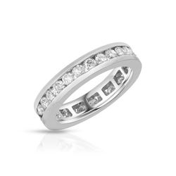 Natural 1.58 CTW Diamond Band Ring 14K White Gold - REF-153W9H