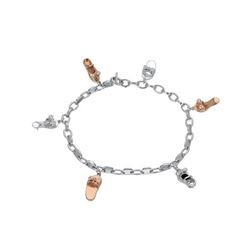 Natural 0.16 CTW Diamond & Bracelet 14K Two Tone Rose Gold - REF-114F3M