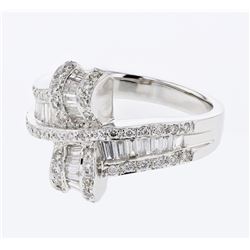 Natural 0.97 CTW Baguette & Diamond Ring 18K White Gold - REF-146K7R