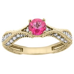 0.81 CTW Pink Topaz & Diamond Ring 14K Yellow Gold - REF-67H8M