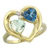 Image 1 : 2.61 CTW Diamond, Amethyst & London Blue Topaz Ring 14K Yellow Gold - REF-34K2W