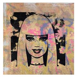 Gail Rodgers, "Barbie" Hand Signed Original Hand Pulled Silkscreen Mixed Media on Canvas with Letter