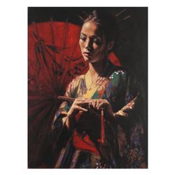 Fabian Perez, "Michiko" Hand Textured Limited Edition Giclee on Board. Hand Signed and Numbered.
