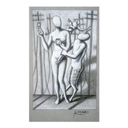 Mark Kostabi "The Mythology Of Communication" Hand Signed Original Artwork with COA.