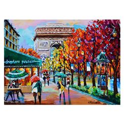 Yana Rafael, "Corner Drugstore" Hand Signed Original Painting on Canvas with COA.