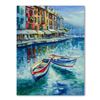 Image 1 : Vadik Suljakov, "Boats of Portofino" Original Oil Painting on Canvas, Hand Signed with Letter of Aut