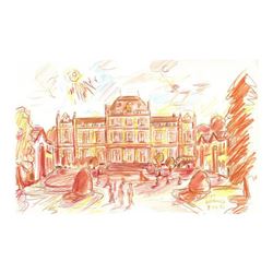 Wayne Ensrud "Chateau Giscours (Bordeaux)" Pencil Original Artwork; Hand Signed; COA