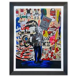 Nastya Rovenskaya- Original Mixed Media on Paper "Einstein's Placard"