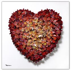 Patricia Govezensky- Original 3D Metal Art on Wood "Heart"