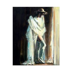 Fabian Perez, "Catalina By The Window" Hand Textured Limited Edition Giclee on Canvas. Hand Signed a