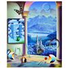 Image 1 : Ferjo, "Castle Before the Mountains" Original Painting on Canvas, Hand Signed with Letter of Authent