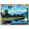 Image 1 : Ferjo, "A View of the Lake" Original Painting on Canvas, Hand Signed with Letter of Authenticity.