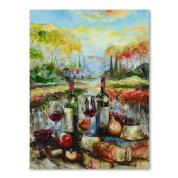 Vadik Suljakov, "Red, Red Wine" Original Oil Painting on Canvas, Hand Signed with Letter of Authenti