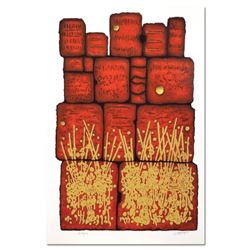 Moshe Castel, "Prayer at the Wall" Limited Edition Gold Embossed Serigraph with Letter of Authentici
