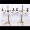Image 1 : Pair of Parcel Gilt Brass Candle Stands