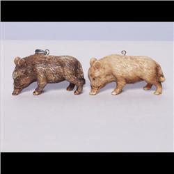Carved Stag Antler Wild Boar Pendants