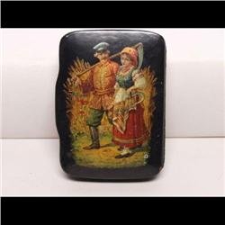 Antique Russian Painted Tobacco Box